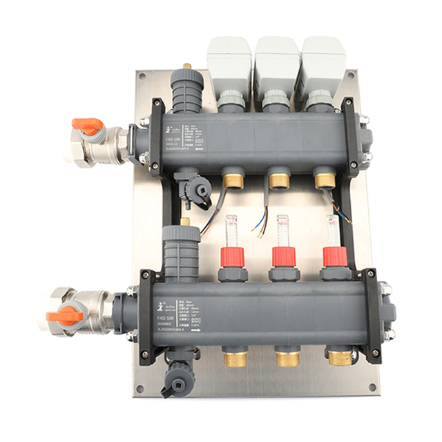 The water manifold for floor heating is installed on the wall