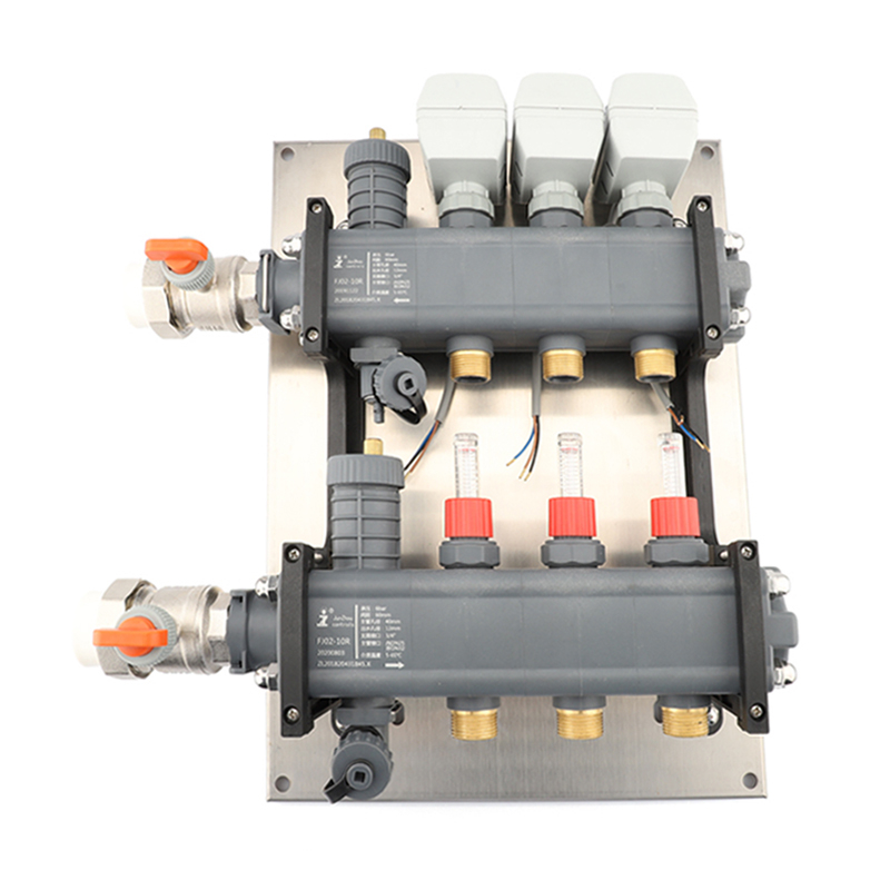 The water manifold for floor heating is installed on the wall
