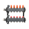 The two branches of the floor heating manifold are equipped with water flow controllers