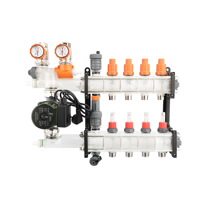 The water manifold of the floor heating system is equipped with a pressure difference bypass device