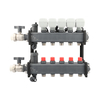 The two branches of the floor heating manifold are equipped with water flow controllers