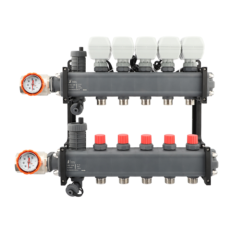 Ball valve of HVAC manifold with thermometer