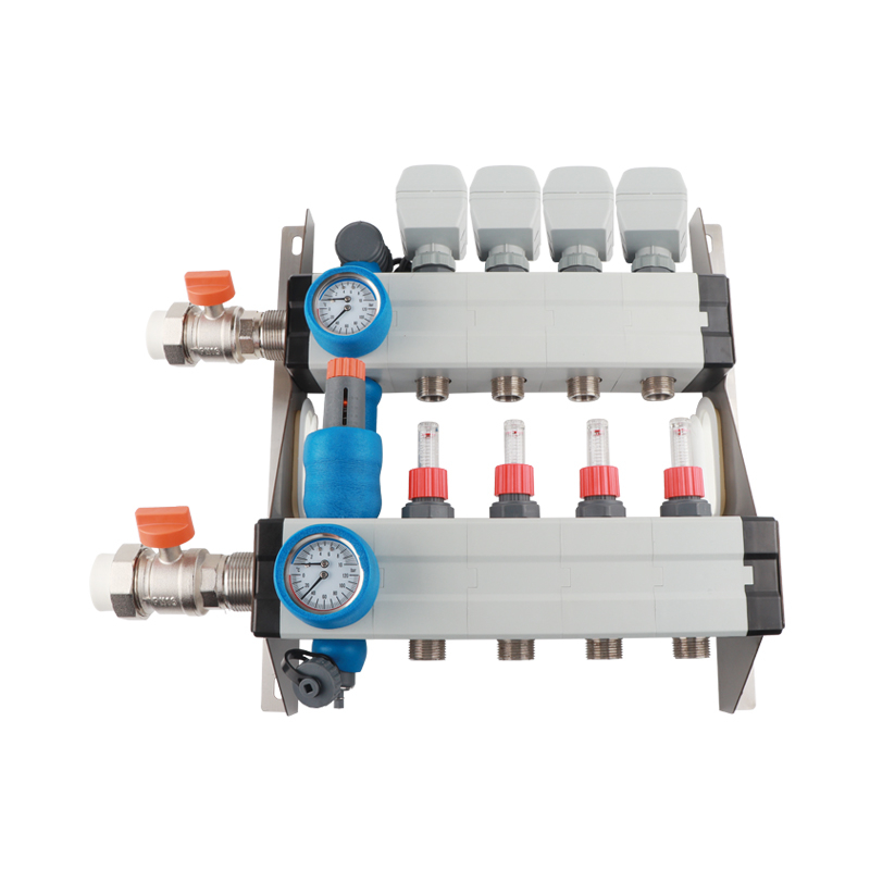 Install the water manifold of the ceiling-mounted radiant mixed water module on the wall