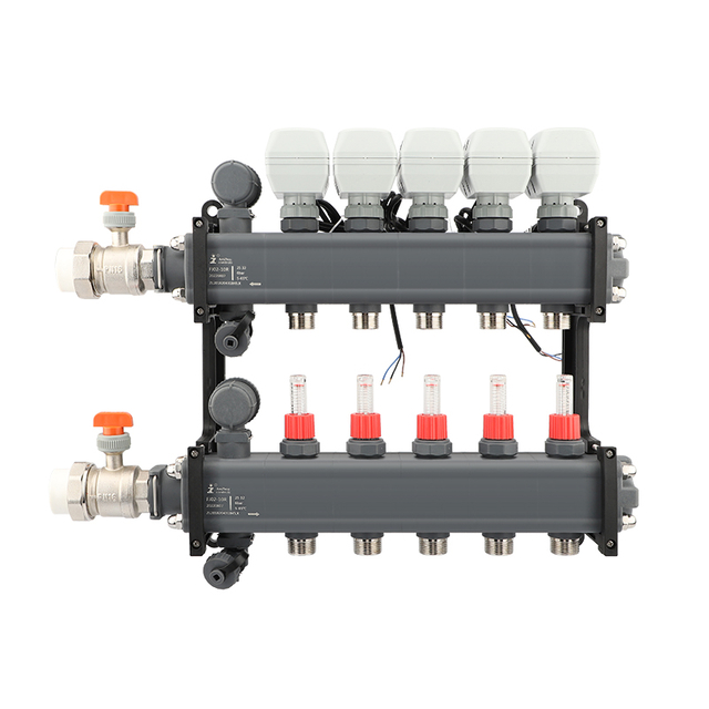 Ball valve of HVAC manifold with thermometer