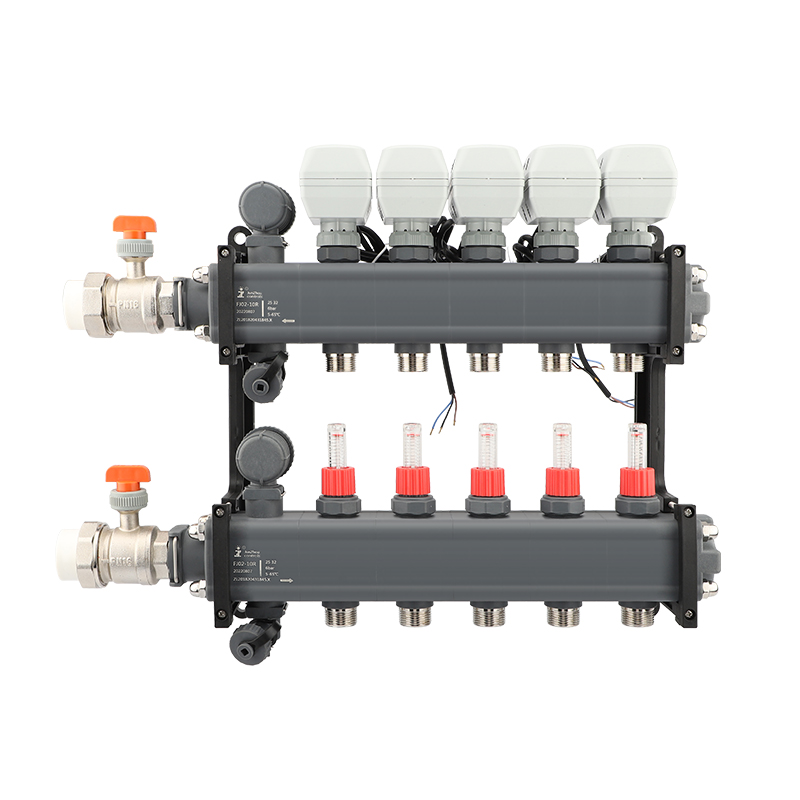 Ball valve of HVAC manifold with thermometer